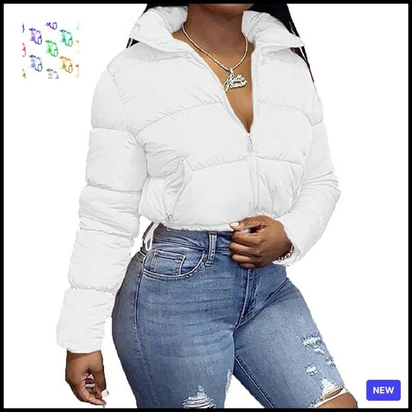 Cropped Quilted Puffer Jacket Lightweight Winter Coat Chic Y2K Outerwear